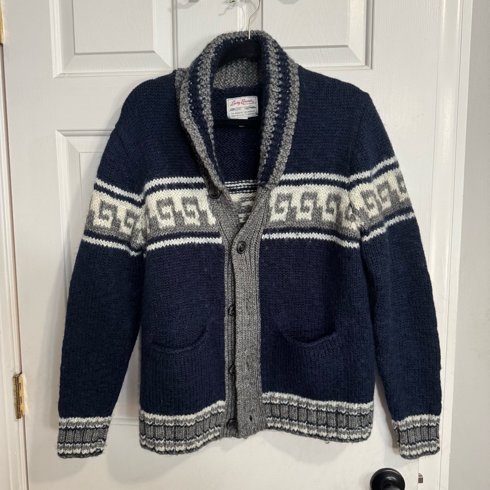 Lucky Brand Navy and Gray Men's Sweater
